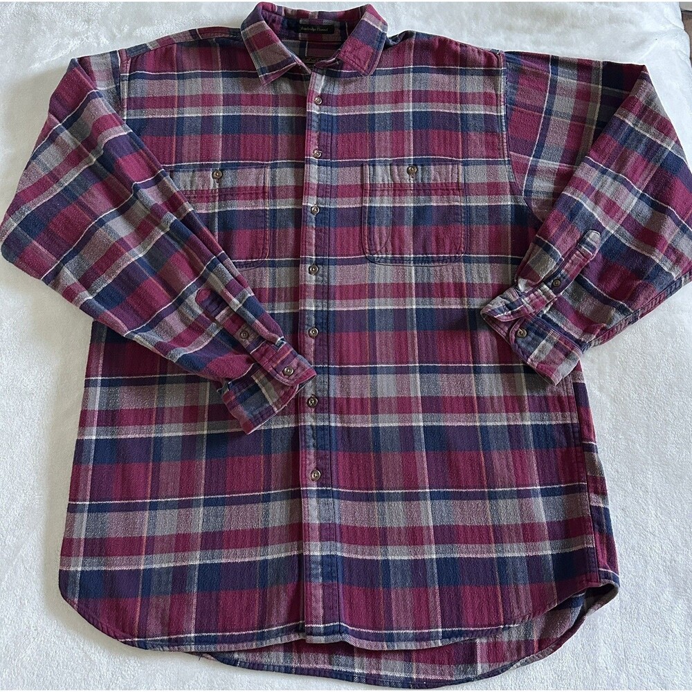 Vtg 90s Eddie Bauer Bainbridge Flannel Shirt Mens XL Tall Plaid Cotton